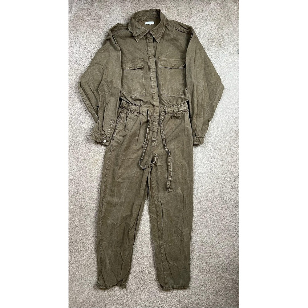 Good American Womens 2 Green Canvas Long Sleeve Utility Jumpsuit GCJSD50